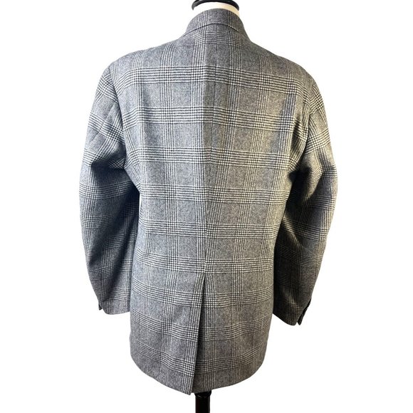 Vintage Black & White Plaid Cashmere Sports Jacket, Men's Size Xtra- Large Tall - Picture 4 of 16